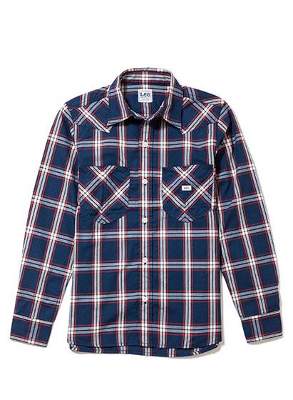 レディースウエスタンチェック長袖シャツ | カフェ・飲食店制服 | 1枚 | LCS43006 | ネイビー×ホワイト