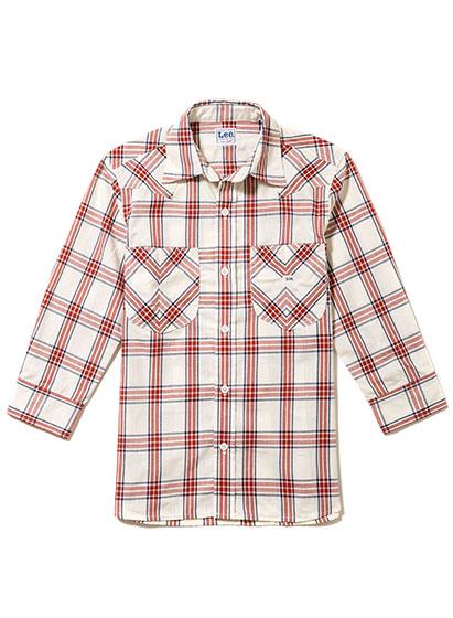 メンズウエスタンチェック七分袖シャツ | カフェ・飲食店制服 | 1枚 | LCS46007 | レッド