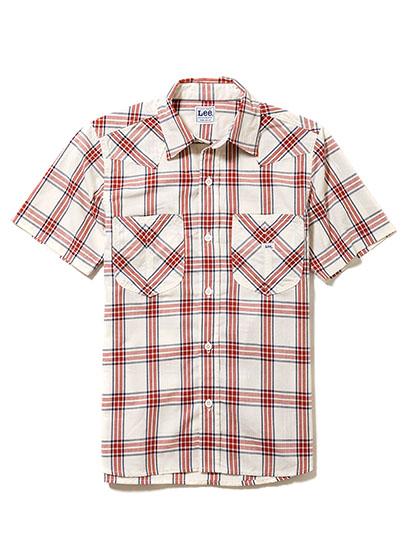 メンズウエスタンチェック半袖シャツ | カフェ・飲食店制服 | 1枚 | LCS46008 | レッド