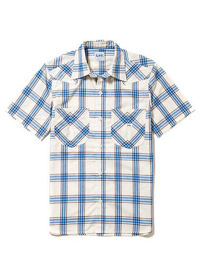 メンズウエスタンチェック半袖シャツ | カフェ・飲食店制服 | 1枚 | LCS46008 | ブルー