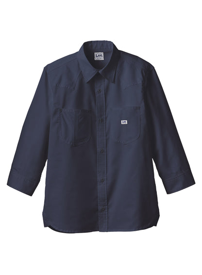 ユニセックス七分袖シャツ | カフェ・飲食店制服 | 1枚 | LCS49002 | ネイビー