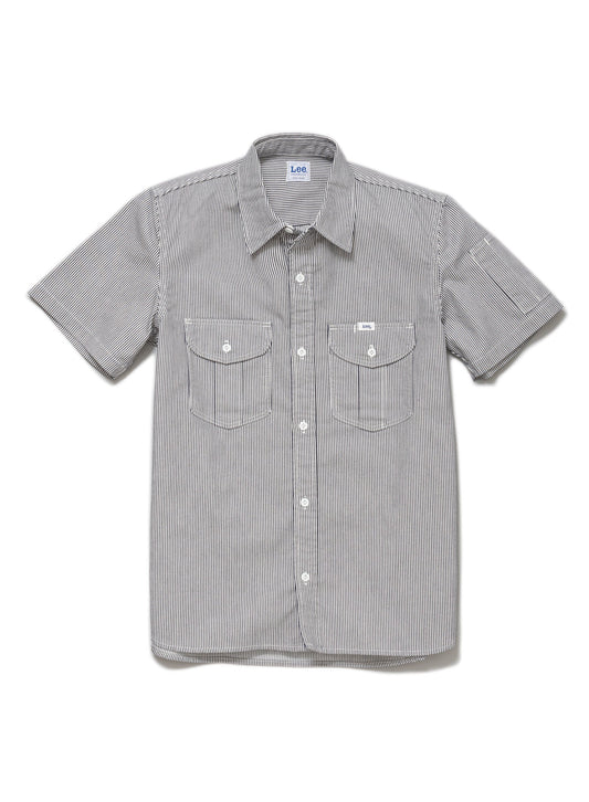 レディースワーク半袖シャツ | カフェ・飲食店制服 | 1枚 | LWS43002 | ホワイト×ブルー