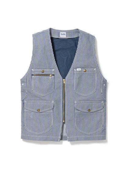 ジップアップベスト | カフェ・飲食店制服 | 1枚 | LWV19001 | ホワイト×ブルー