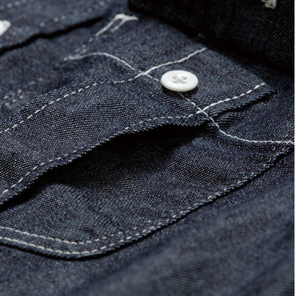 レディースワーク長袖シャツ | カフェ・飲食店制服 | 1枚 | LWS43001 | ホワイト×ブルー