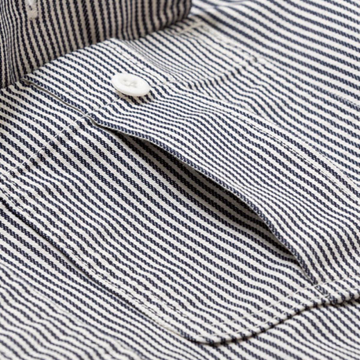 メンズワーク半袖シャツ | カフェ・飲食店制服 | 1枚 | LWS46002 | ホワイト×ブルー