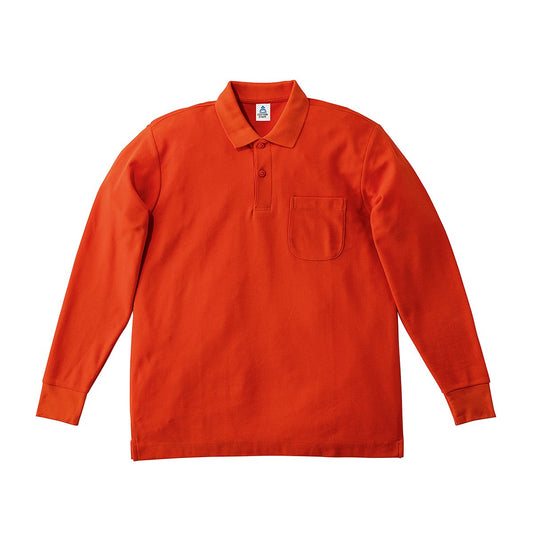 ポケット付CVC鹿の子ドライ長袖ポロシャツ | メンズ | 1枚 | MS3115 | オレンジ