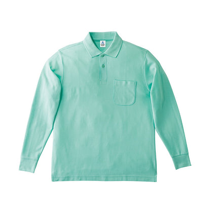 ポケット付CVC鹿の子ドライ長袖ポロシャツ | メンズ | 1枚 | MS3115 | ミントグリーン