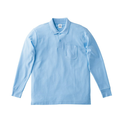 ポケット付CVC鹿の子ドライ長袖ポロシャツ | メンズ | 1枚 | MS3115 | サックス