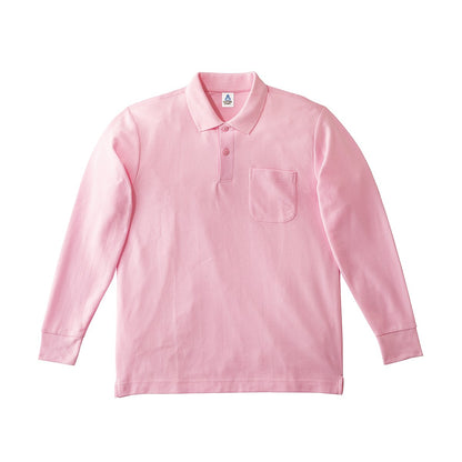 ポケット付CVC鹿の子ドライ長袖ポロシャツ | メンズ | 1枚 | MS3115 | ライトピンク