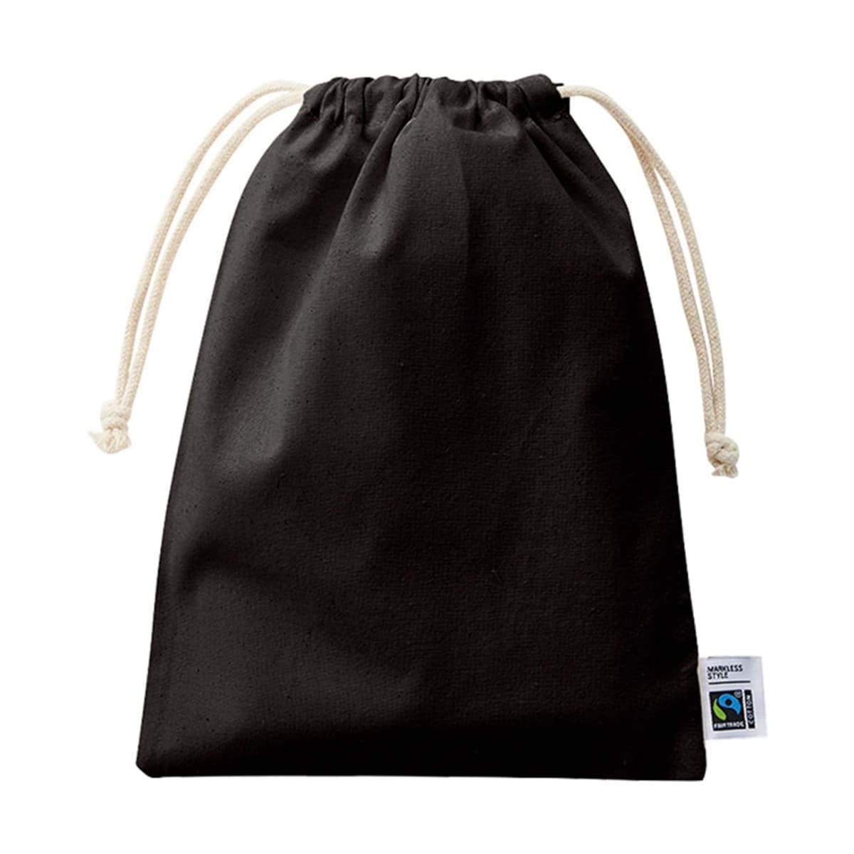 フェアトレードコットン 巾着（M） | ノベルティ(小物) | 1枚 | TF-0006 | ナイトブラック