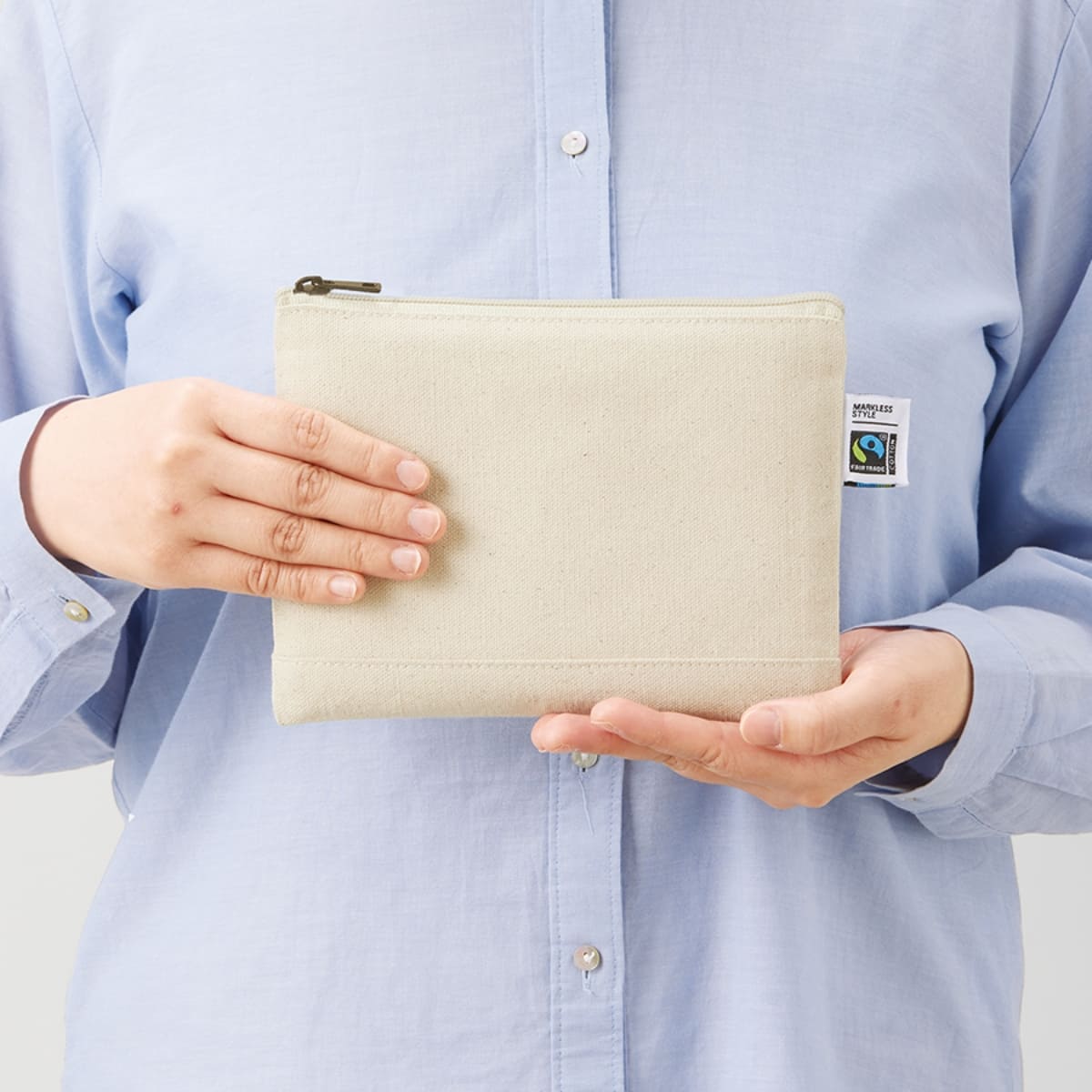 フェアトレードコットン キャンバスフラットポーチ（S） | ノベルティ(小物) | 1枚 | TF-0008 | ネイビー