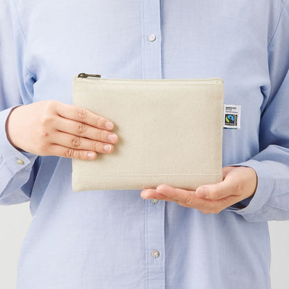 フェアトレードコットン キャンバスフラットポーチ（S） | ノベルティ(小物) | 1枚 | TF-0008 | ネイビー