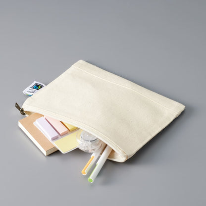 フェアトレードコットン キャンバスフラットポーチ（M） | ノベルティ(小物) | 1枚 | TF-0009 | ネイビー