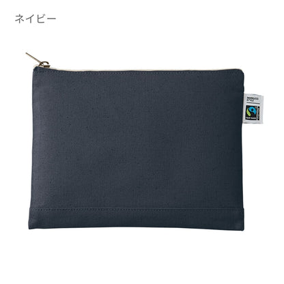 フェアトレードコットン キャンバスフラットポーチ（M） | ノベルティ(小物) | 1枚 | TF-0009 | スモークブルー