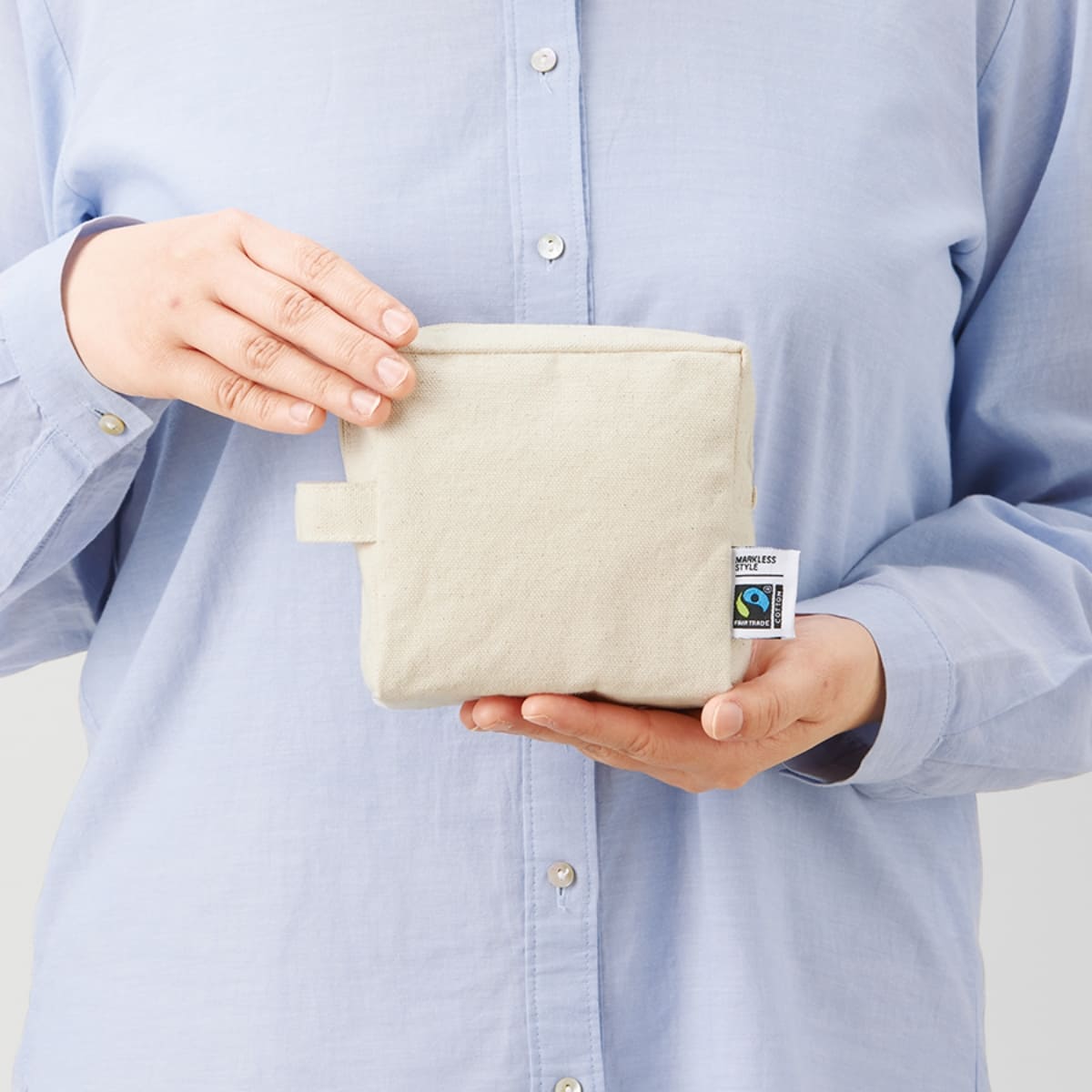 フェアトレードコットン キャンバスファスナーポーチ（S） | ノベルティ(小物) | 1枚 | TF-0013 | ナチュラル