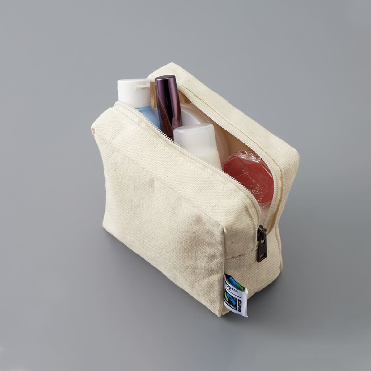 フェアトレードコットン キャンバスファスナーポーチ（S） | ノベルティ(小物) | 1枚 | TF-0013 | ナチュラル