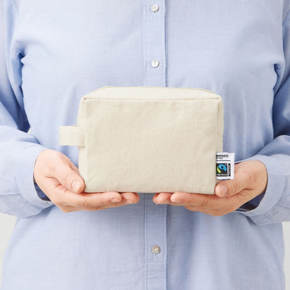 フェアトレードコットン キャンバスファスナーポーチ（M） | ノベルティ(小物) | 1枚 | TF-0014 | スモークブルー