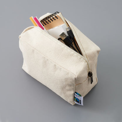 フェアトレードコットン キャンバスファスナーポーチ（M） | ノベルティ(小物) | 1枚 | TF-0014 | ナチュラル
