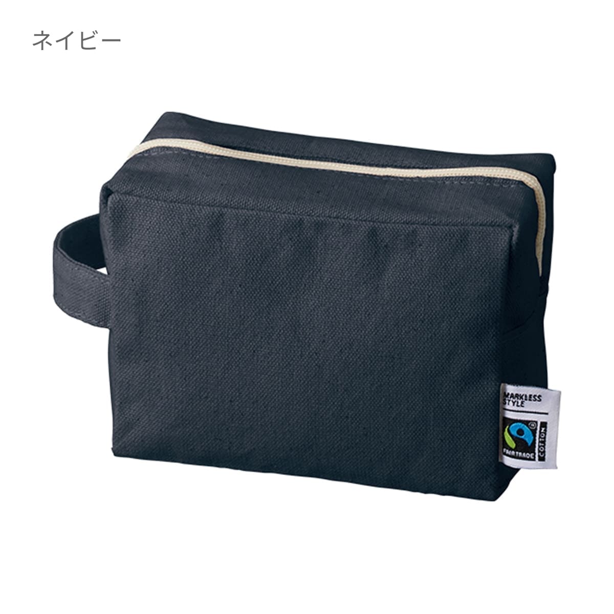 フェアトレードコットン キャンバスファスナーポーチ（M） | ノベルティ(小物) | 1枚 | TF-0014 | ナチュラル