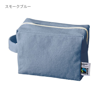 フェアトレードコットン キャンバスファスナーポーチ（M） | ノベルティ(小物) | 1枚 | TF-0014 | スモークブルー