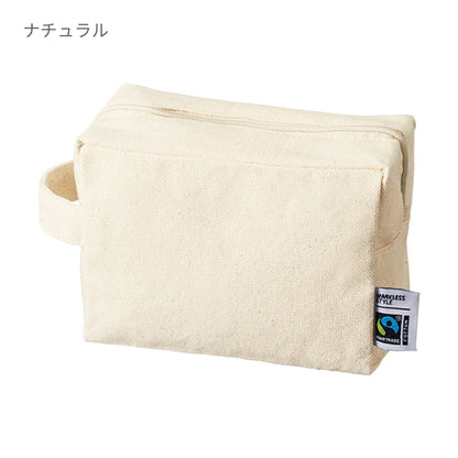 フェアトレードコットン キャンバスファスナーポーチ（M） | ノベルティ(小物) | 1枚 | TF-0014 | スモークブルー