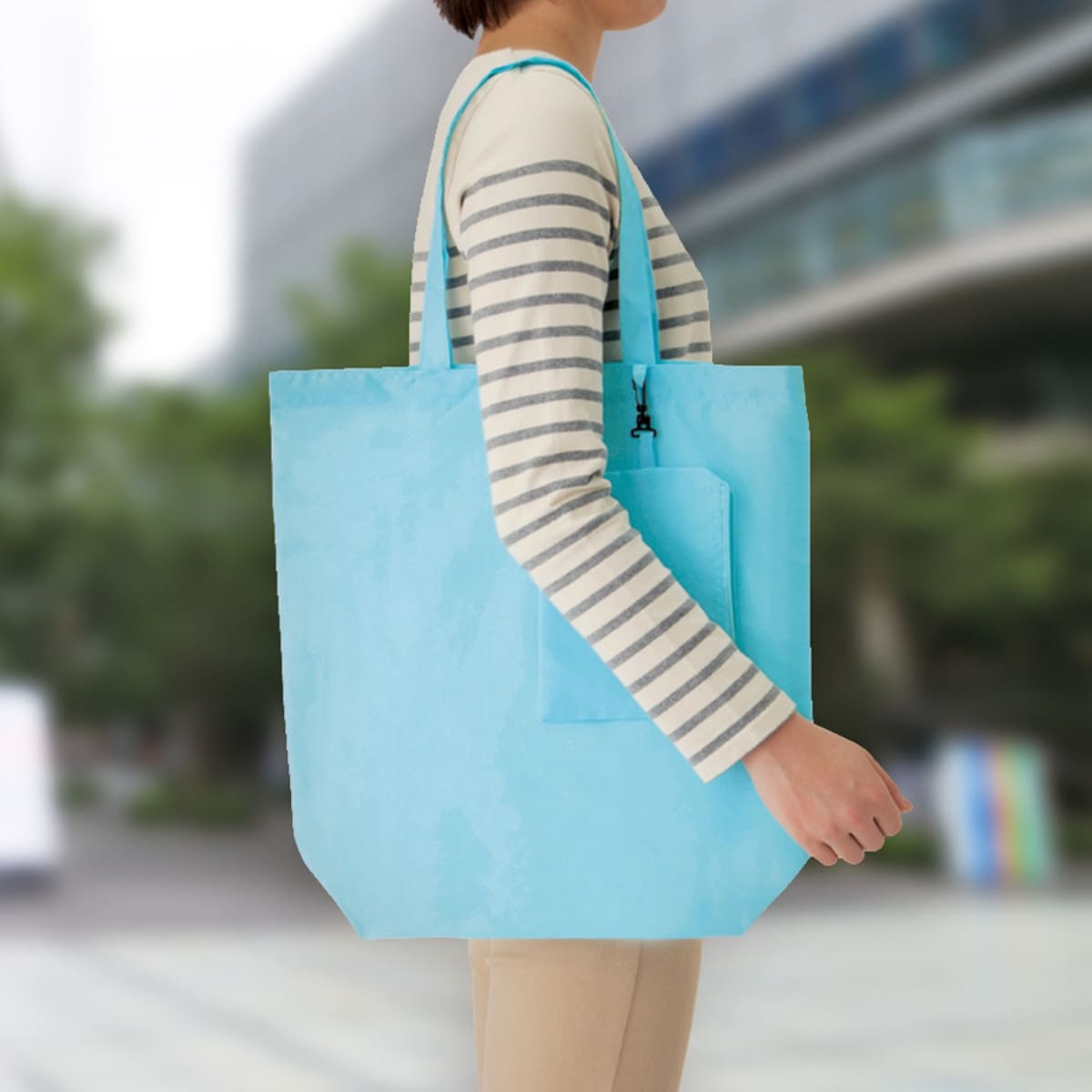 コンパクトバッグ（L）ポーチ付 | ノベルティ(小物) | 1枚 | TR-0728 | ホワイト