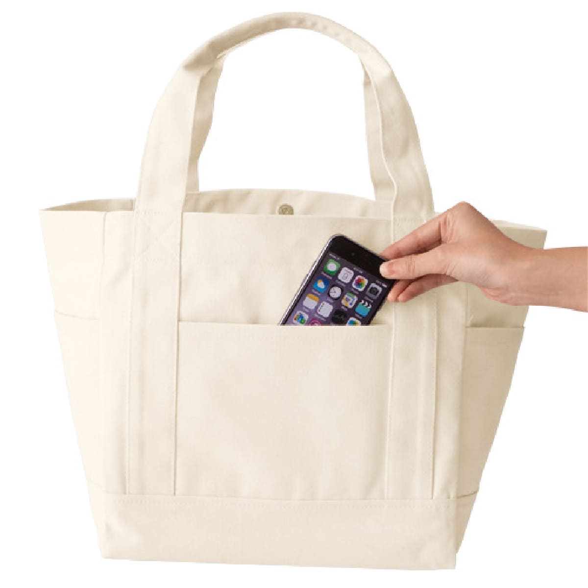 厚手キャンバス ポケットマルチトート（M) | ノベルティ(小物) | 1枚 | TR-0854 | ナチュラル