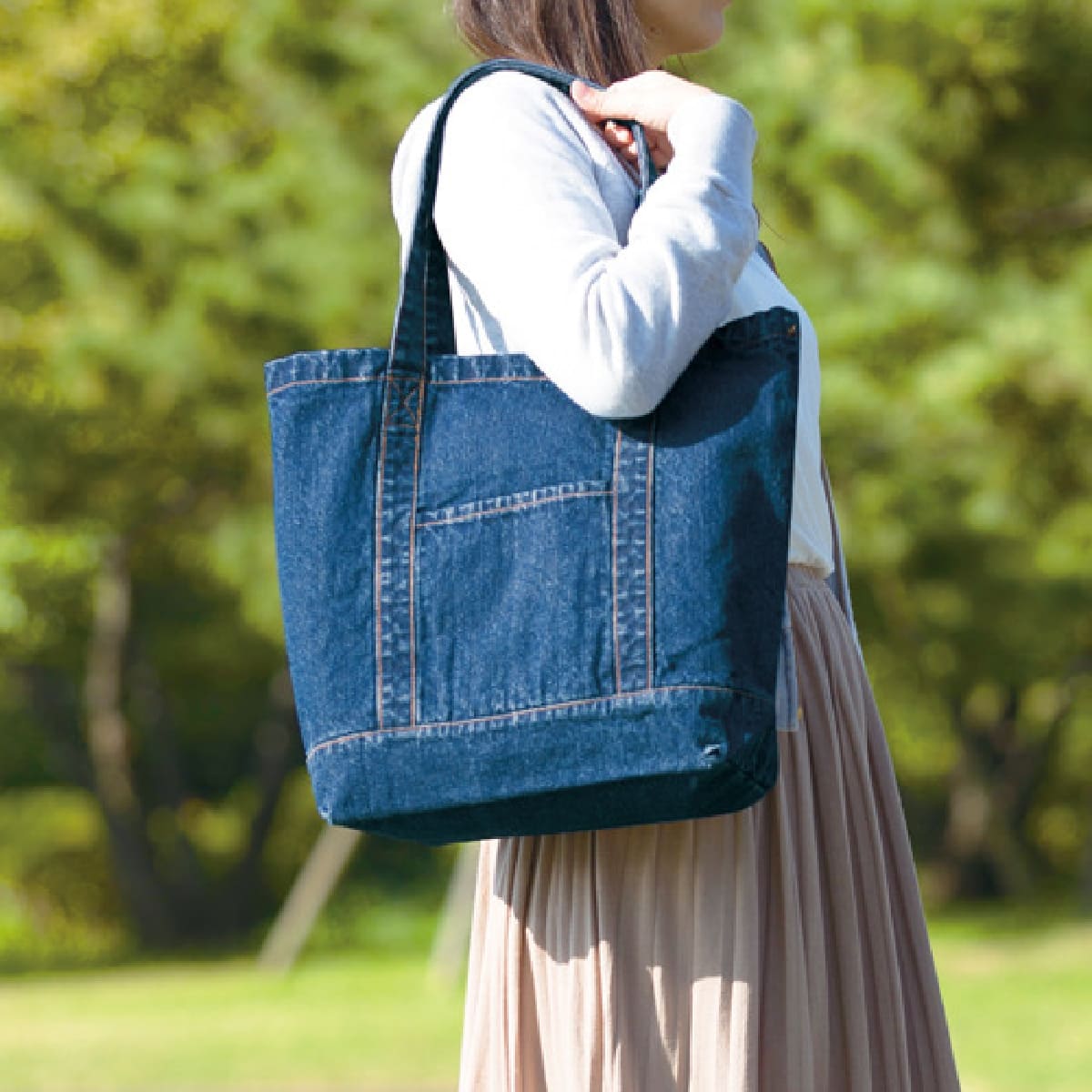 デニム ライントート（L) | ノベルティ(小物) | 1枚 | TR-0858 | ヴィンテージブルー