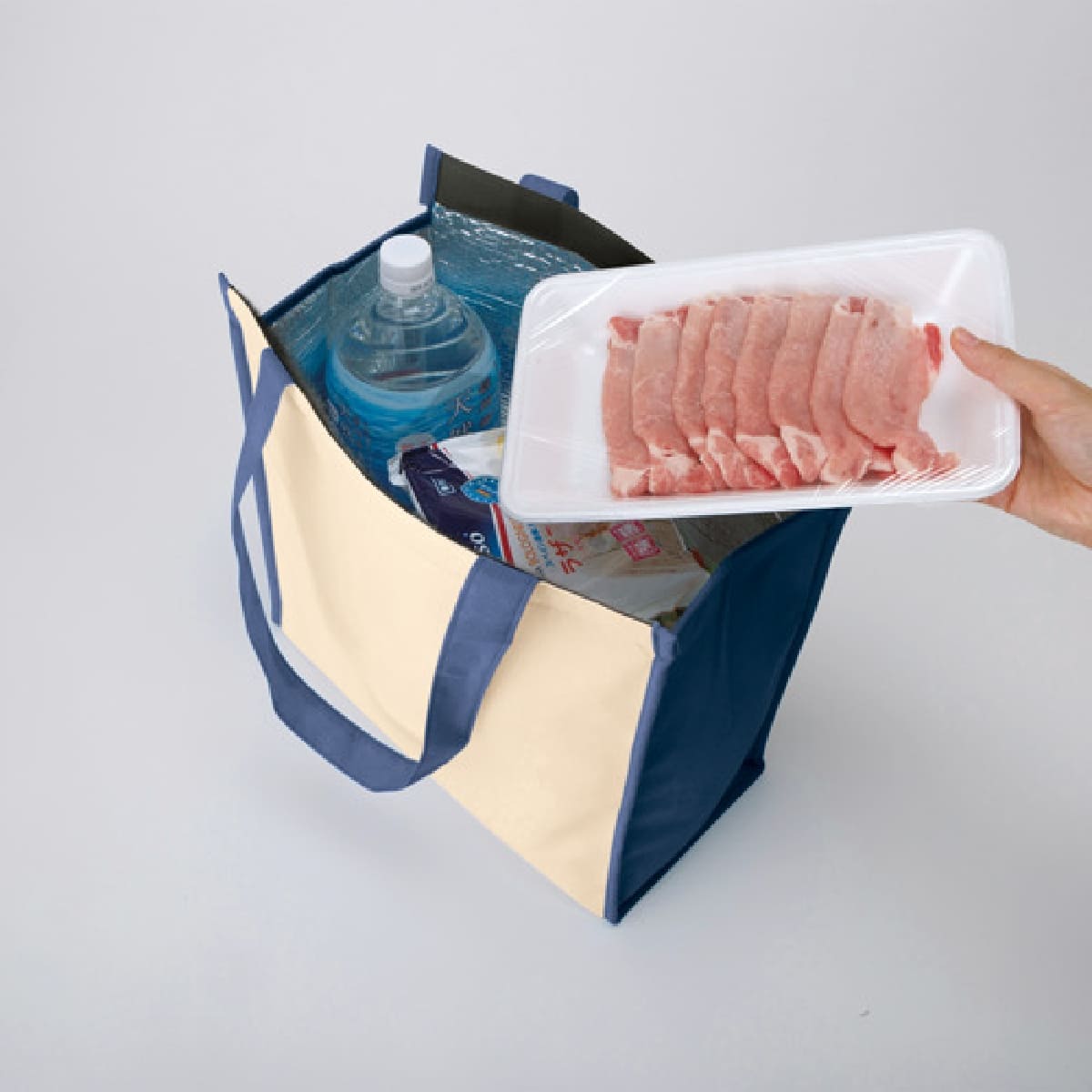 不織布 保冷スクエアコンビトート | ノベルティ(小物) | 1枚 | TR-0926 | ディープブルー