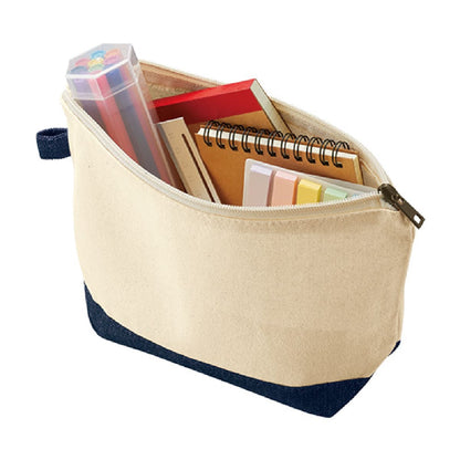 キャンバス デニムボトムデイリーポーチ（M） | ノベルティ(小物) | 1枚 | TR-1060 | ナチュラル×インディゴ