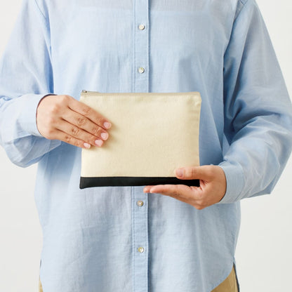 ライトキャンバス カラーボトムフラットポーチ（S） | ノベルティ(小物) | 1枚 | TR-1067 | ナイトブラック