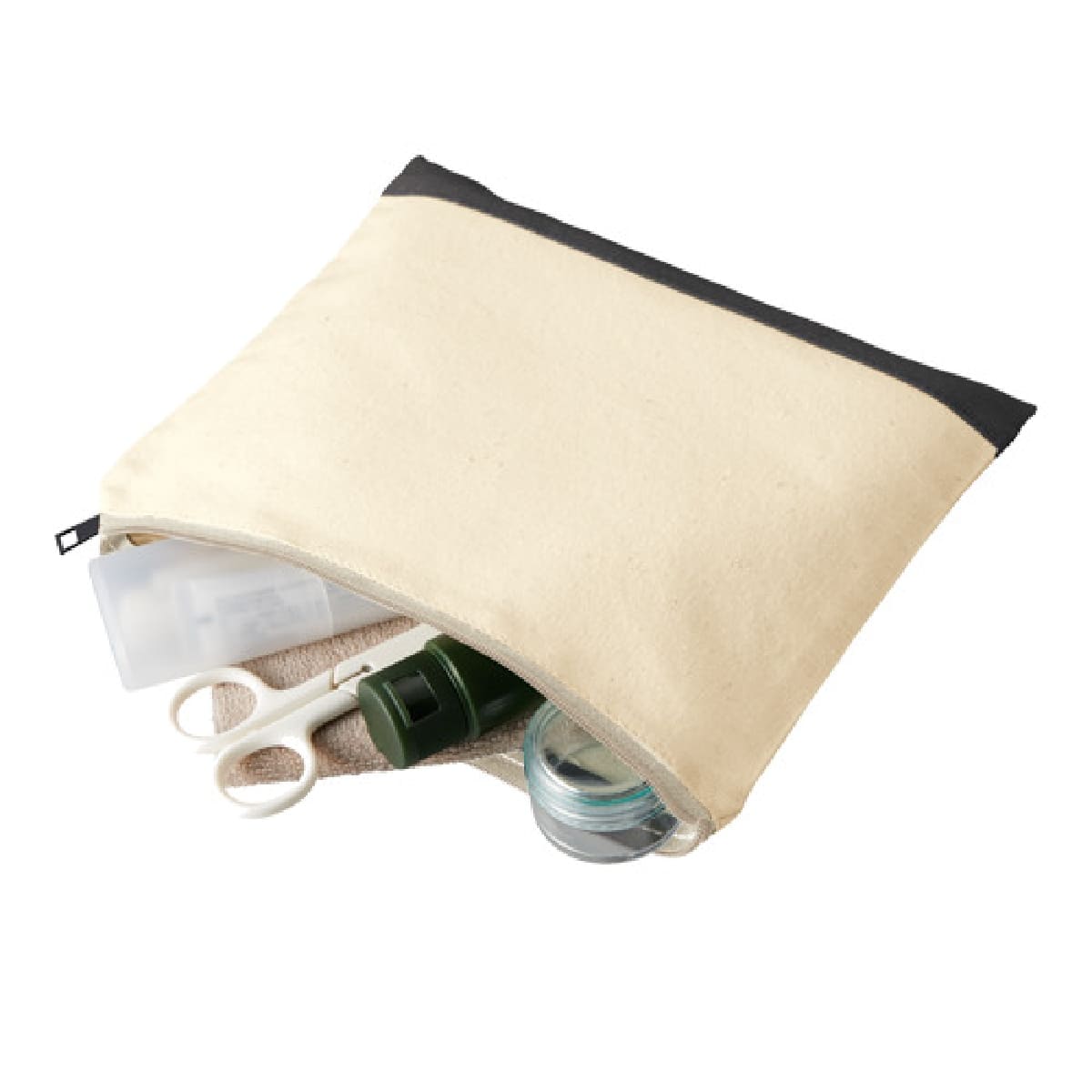 ライトキャンバス カラーボトムフラットポーチ（M） | ノベルティ(小物) | 1枚 | TR-1068 | ネイビー