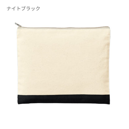 ライトキャンバス カラーボトムフラットポーチ（M） | ノベルティ(小物) | 1枚 | TR-1068 | ネイビー