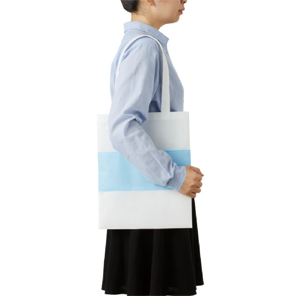 不織布 カラーパネルボーダートート | ノベルティ(小物) | 1枚 | TR-1091 | ディープブルー