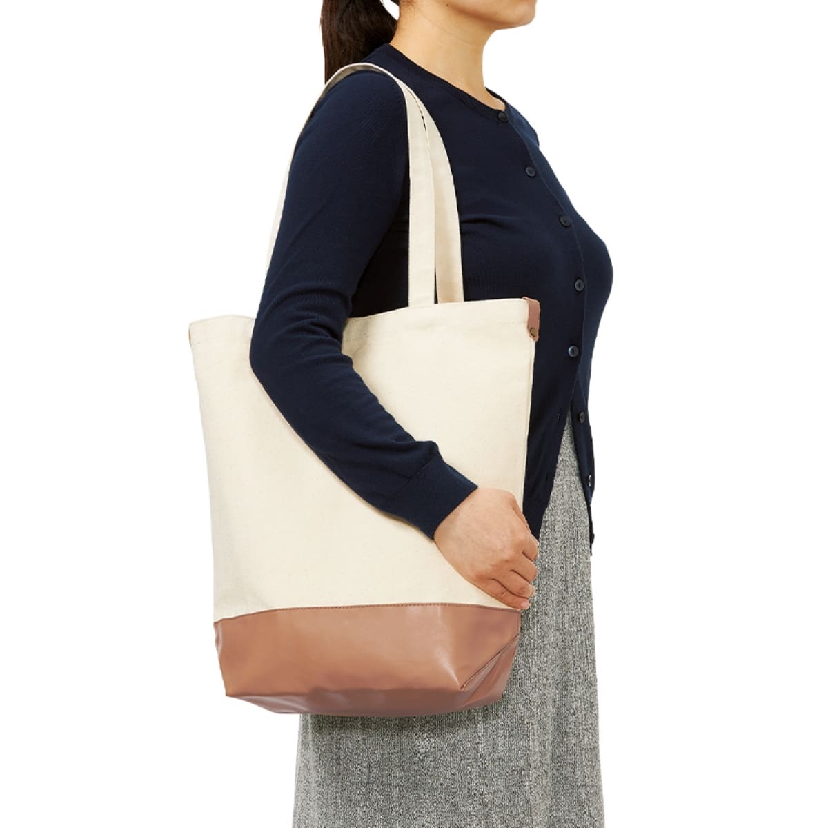 厚手キャンバス レザーボトムトート | ノベルティ(小物) | 1枚 | TR-1148 | ナチュラル