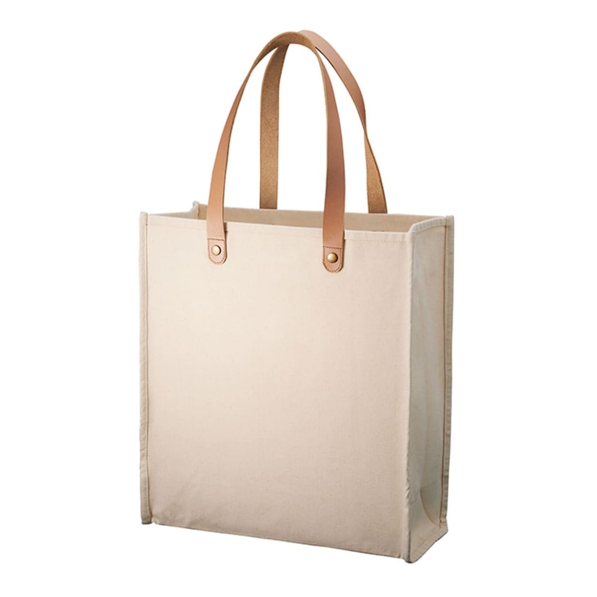 厚手キャンバス レザーハンドルスクエアトート | ノベルティ(小物) | 1枚 | TR-1150 | ナチュラル