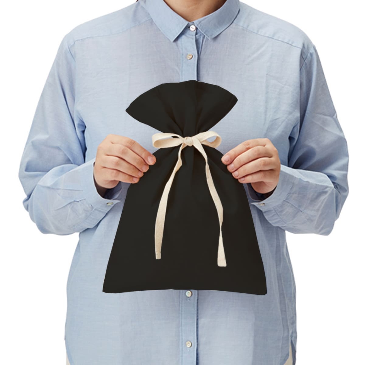 厚手コットン ラッピング巾着（M） | ノベルティ(小物) | 1枚 | TR-1156 | ネイビー