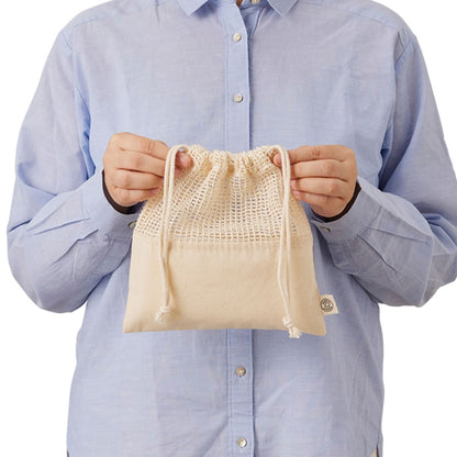 オーガニックコットン ネット巾着（M） | ノベルティ(小物) | 1枚 | TR-1166 | ナチュラル