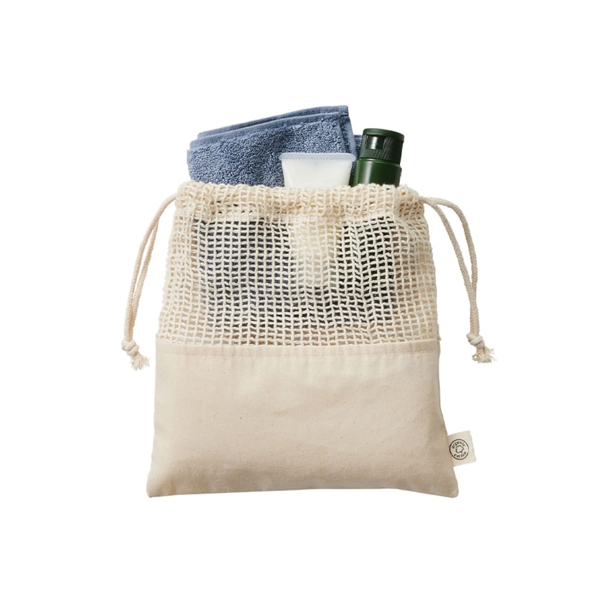 オーガニックコットン ネット巾着（M） | ノベルティ(小物) | 1枚 | TR-1166 | ナチュラル
