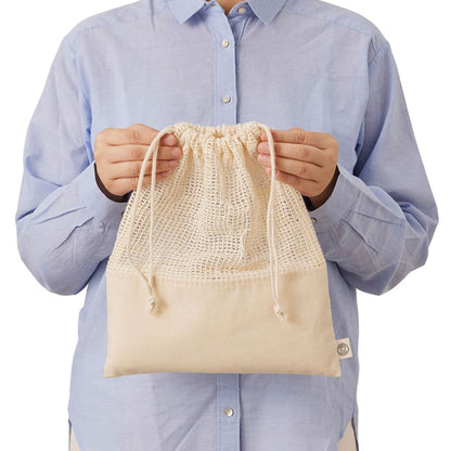 オーガニックコットン ネット巾着（L） | ノベルティ(小物) | 1枚 | TR-1167 | ナチュラル