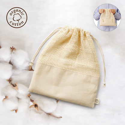 オーガニックコットン ネット巾着（L） | ノベルティ(小物) | 1枚 | TR-1167 | ナチュラル