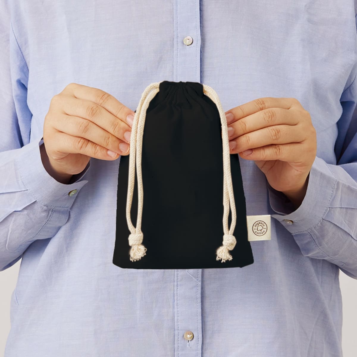 オーガニックコットン ガゼット巾着（S） | ノベルティ(小物) | 1枚 | TR-1168 | ナチュラル