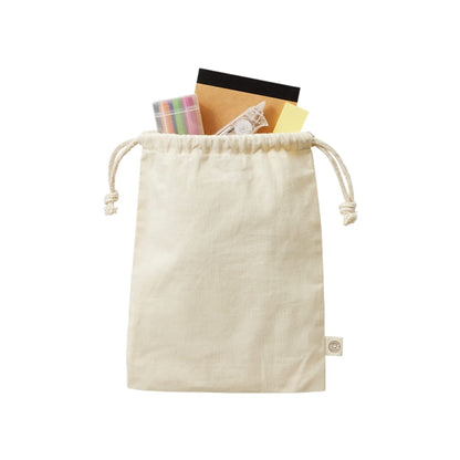 オーガニックコットン ガゼット巾着（M） | ノベルティ(小物) | 1枚 | TR-1169 | ナチュラル