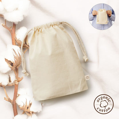 オーガニックコットン ガゼット巾着（M） | ノベルティ(小物) | 1枚 | TR-1169 | ブラック