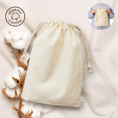 オーガニックコットン ガゼット巾着（L） | ノベルティ(小物) | 1枚 | TR-1170 | ブラック