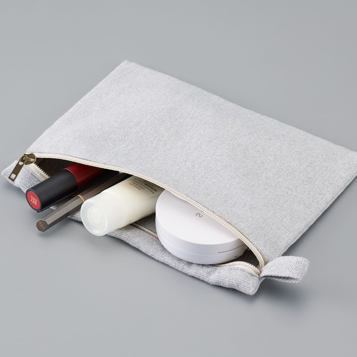 シャンブリック キャンバスフラットポーチ（M） | ノベルティ(小物) | 1枚 | TR-1195 | グレー