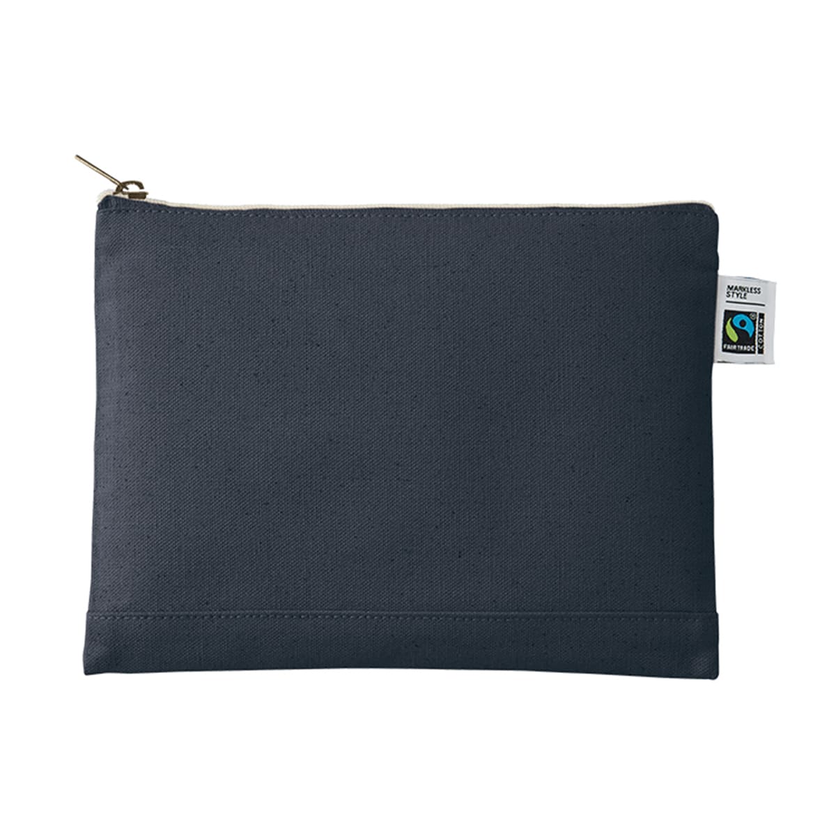 フェアトレードコットン キャンバスフラットポーチ（M） | ノベルティ(小物) | 1枚 | TF-0009 | ネイビー