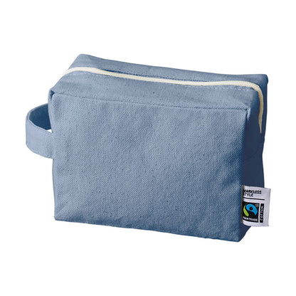 フェアトレードコットン キャンバスファスナーポーチ（M） | ノベルティ(小物) | 1枚 | TF-0014 | スモークブルー