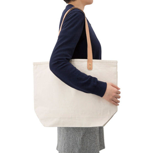 厚手キャンバス レザーハンドルトート（M) | ノベルティ(小物) | 1枚 | TR-0892 | ナチュラル