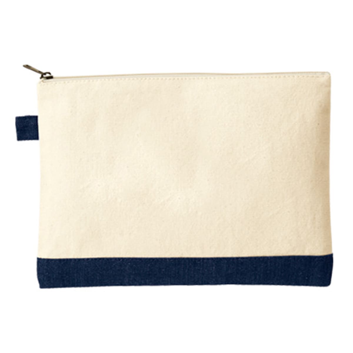 キャンバス デニムボトムフラットポーチ（M） | ノベルティ(小物) | 1枚 | TR-1058 | ナチュラル×インディゴ
